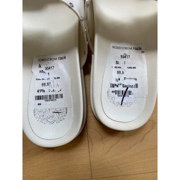 VINCE Camuto "Pavey" 2-band studded slide sandals Women size 8 Buckles - Picture 4 of 8